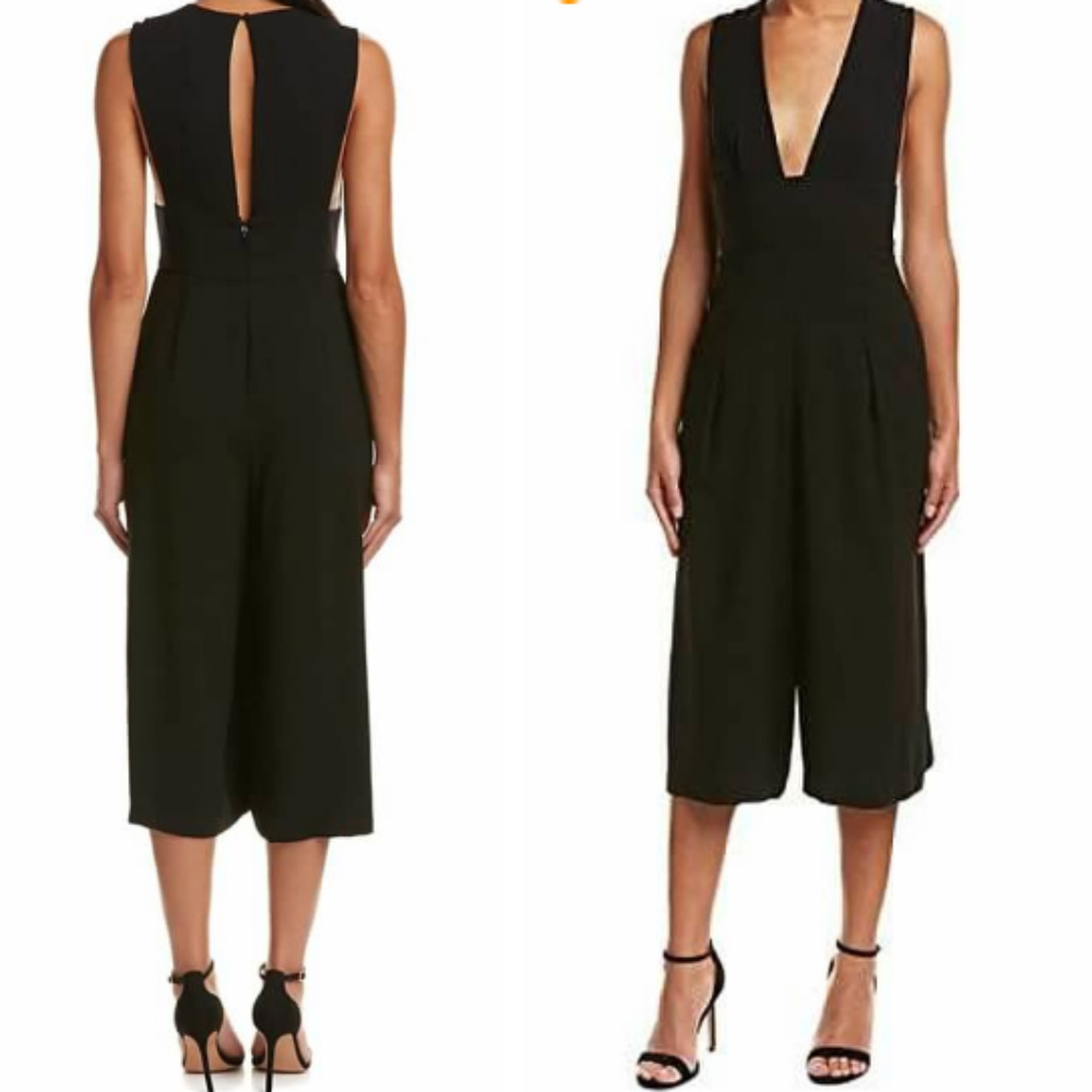 BCBGMaxAzria Black Sleeveless Culotte Jumpsuit